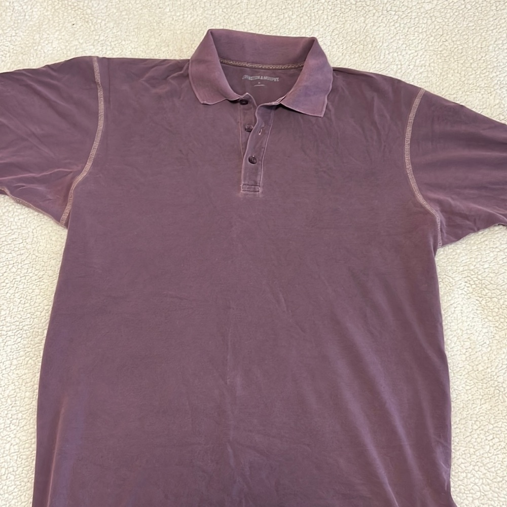 Johnston & Murphy Vintage Slub Short Sleeve Polo Shirt purple Size XL